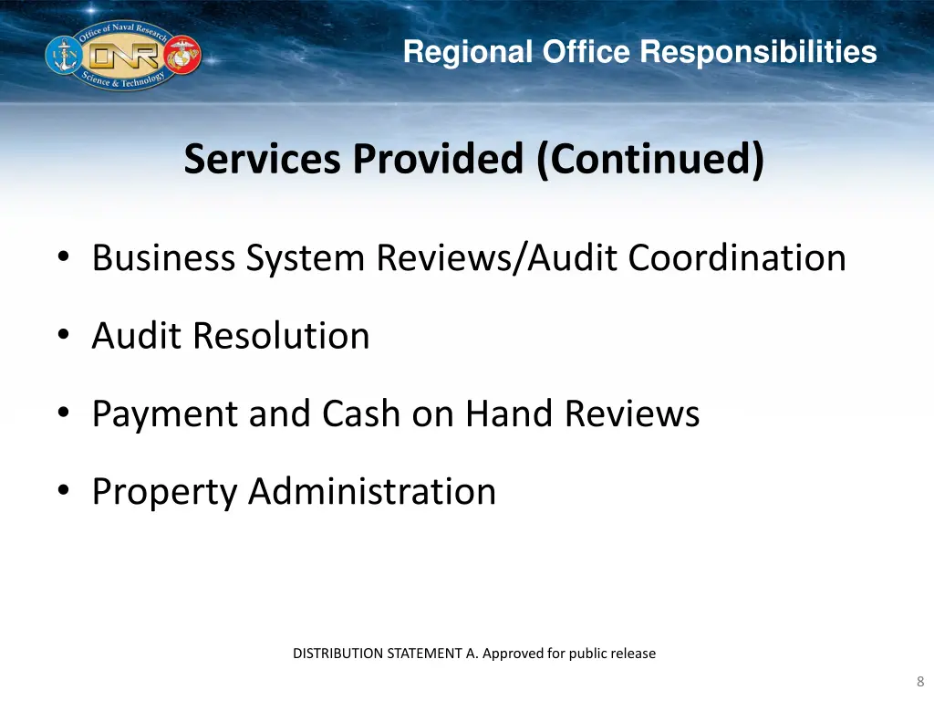 regional office responsibilities