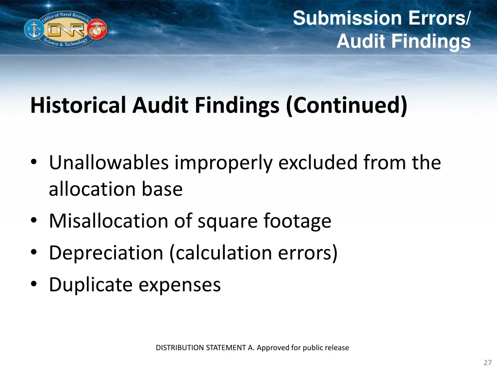 submission errors audit findings 1