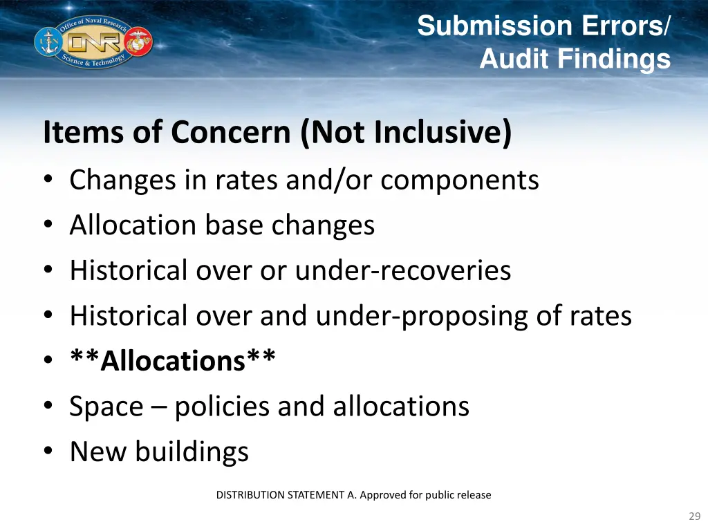 submission errors audit findings 3