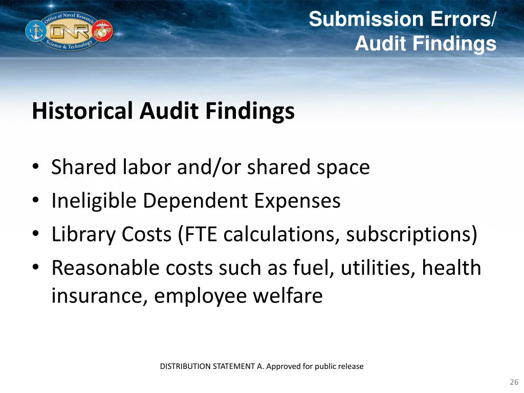 submission errors audit findings