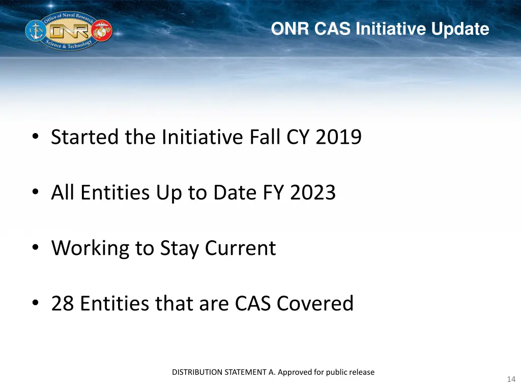onr cas initiative update