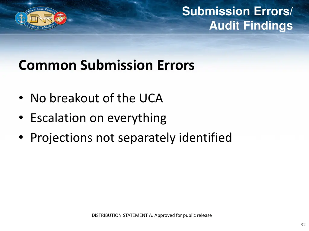 submission errors audit findings 2
