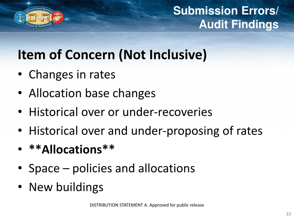 submission errors audit findings 3