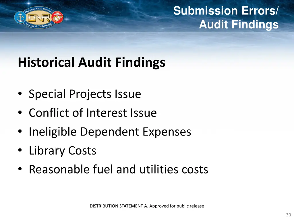 submission errors audit findings