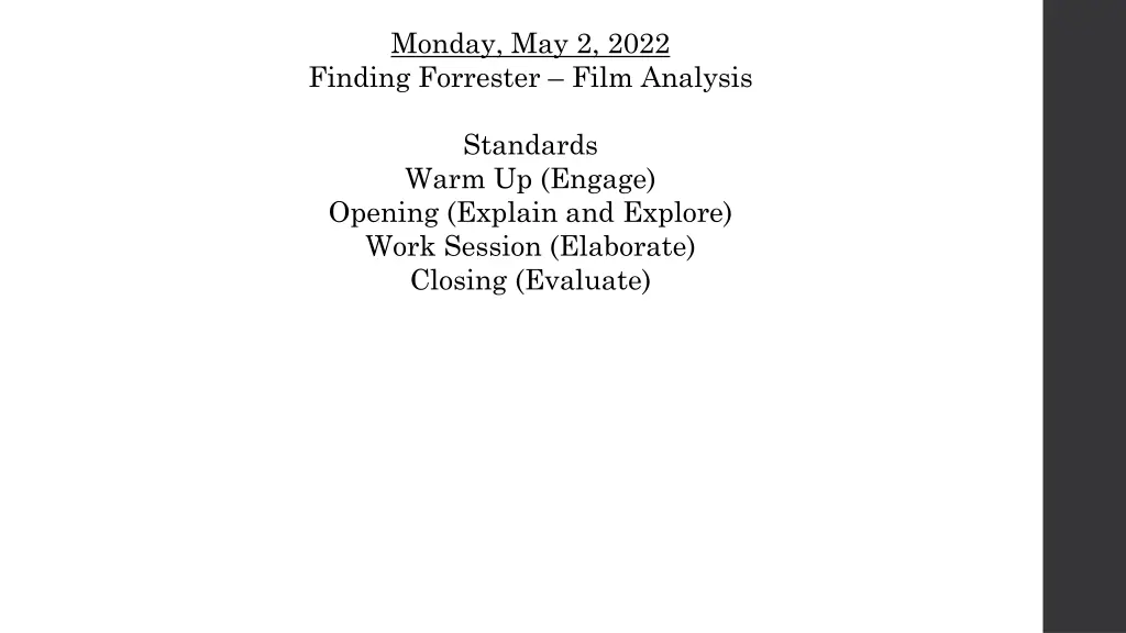 monday may 2 2022 finding forrester film analysis