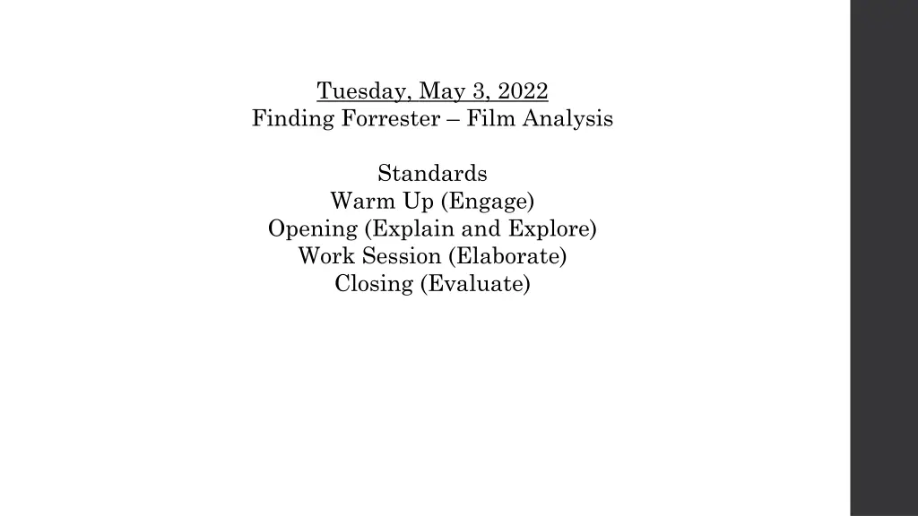 tuesday may 3 2022 finding forrester film analysis