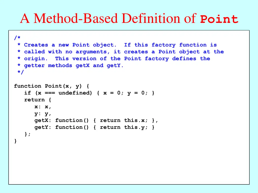 a method based definition of point