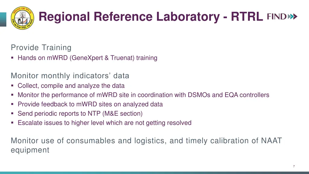 regional reference laboratory rtrl
