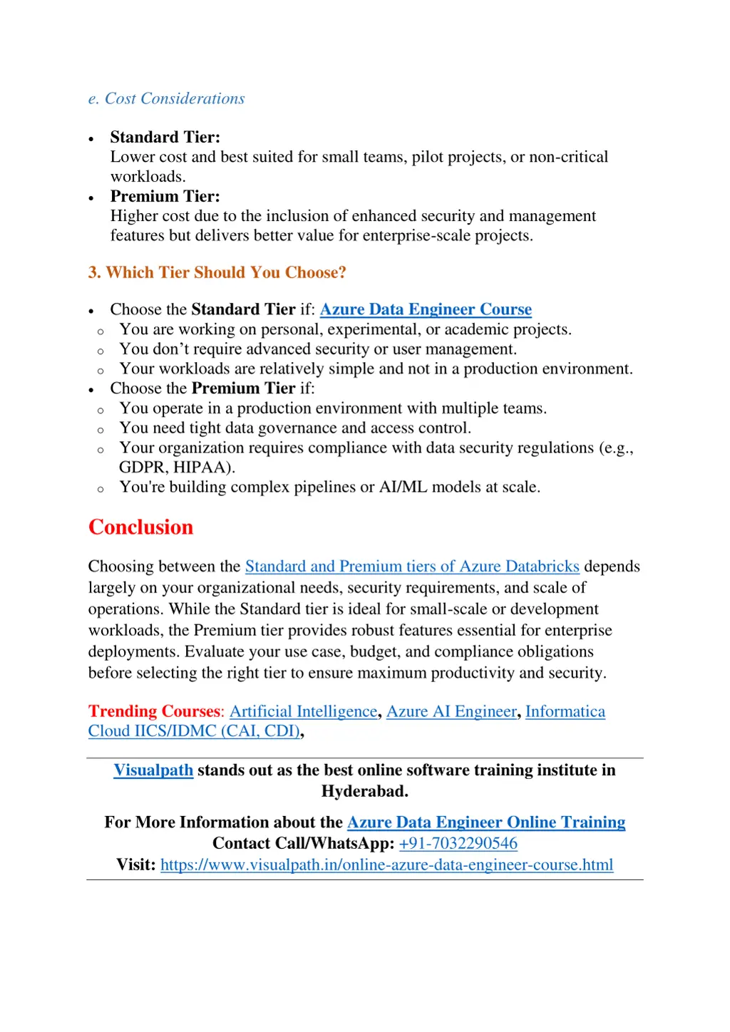 e cost considerations