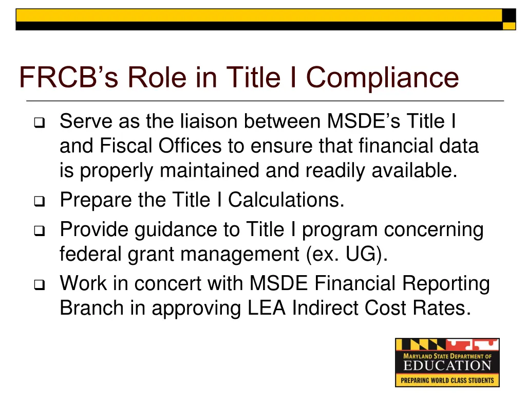 frcb s role in title i compliance