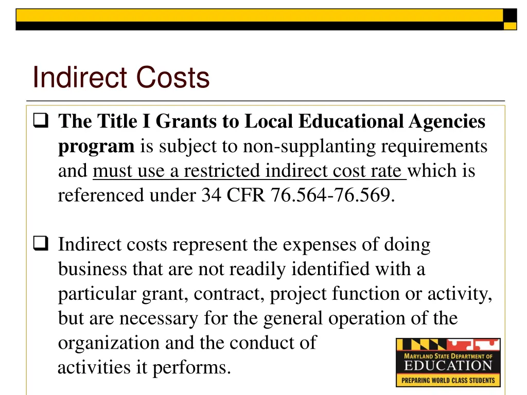 indirect costs