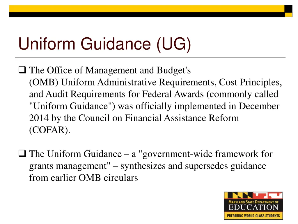 uniform guidance ug