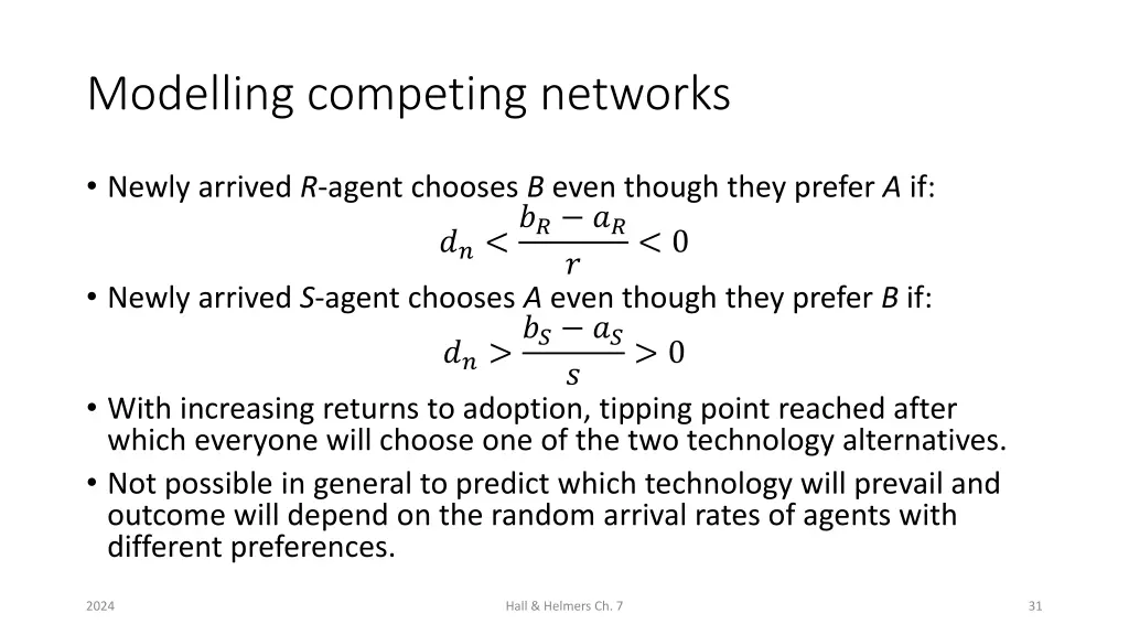 modelling competing networks 2