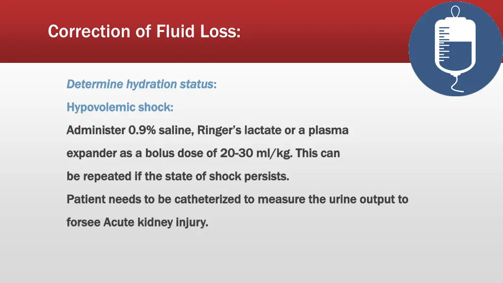correction of fluid loss