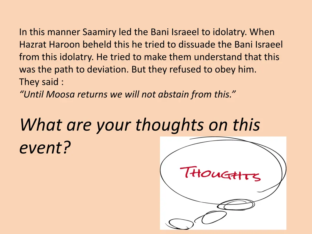 in this manner saamiry led the bani israeel