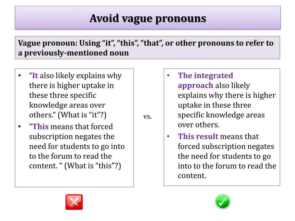 avoid vague pronouns