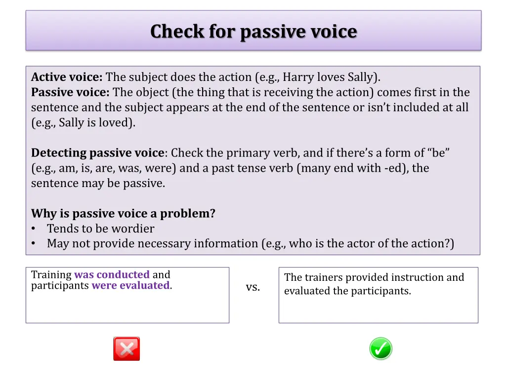 check for passive voice