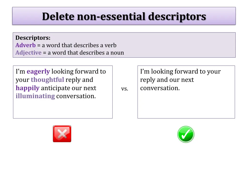 delete non essential descriptors