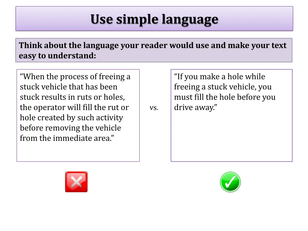 use simple language