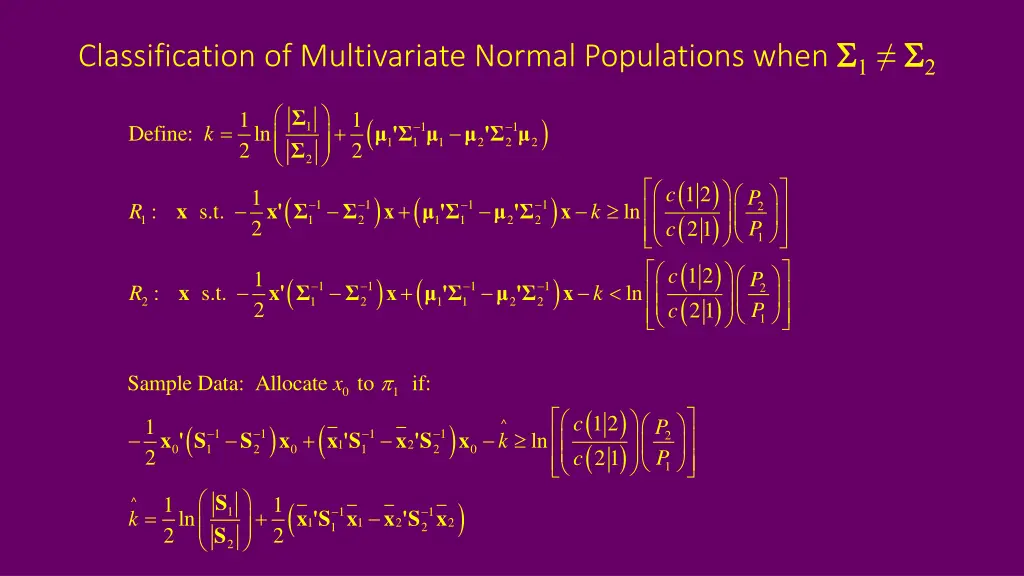 classification of multivariate normal populations