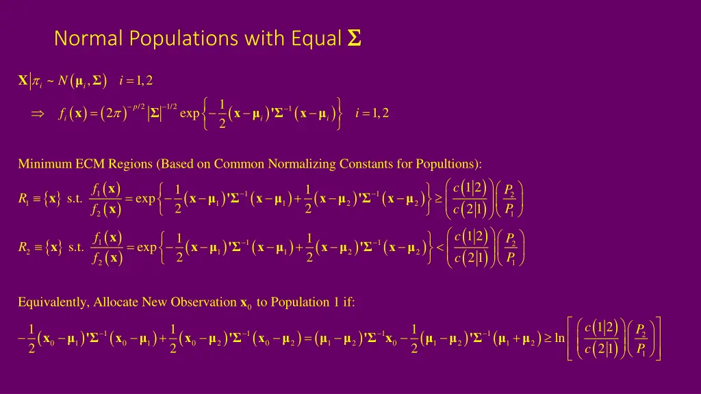 normal populations with equal