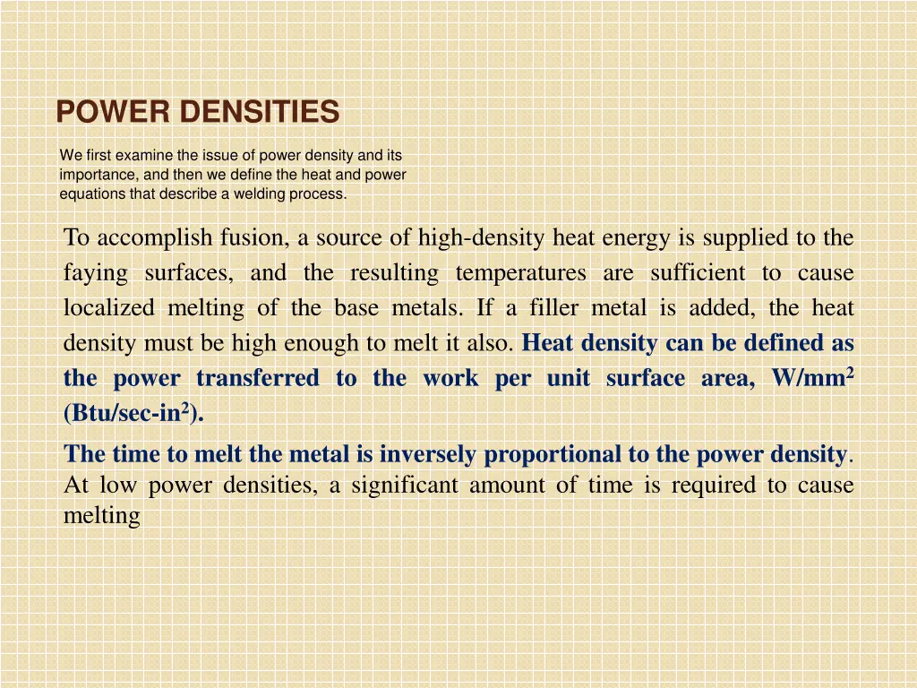 power densities