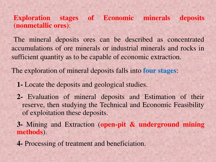 exploration nonmetallic ores