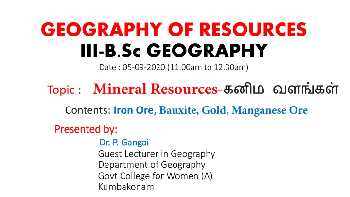 geography of resources iii b sc geography date