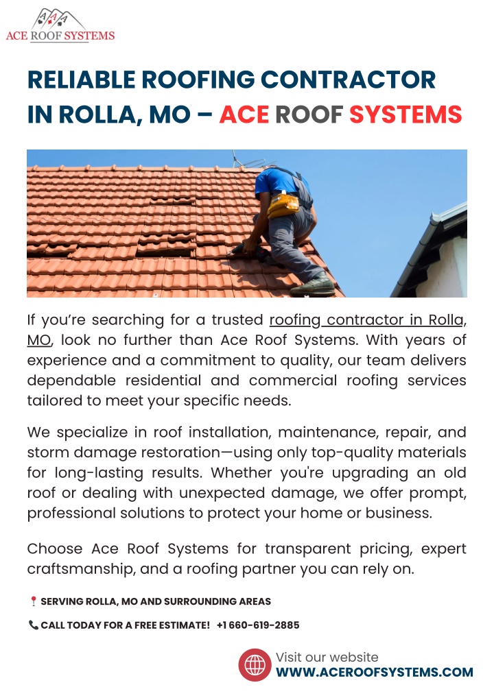 reliable roofing contractor in rolla mo ace roof