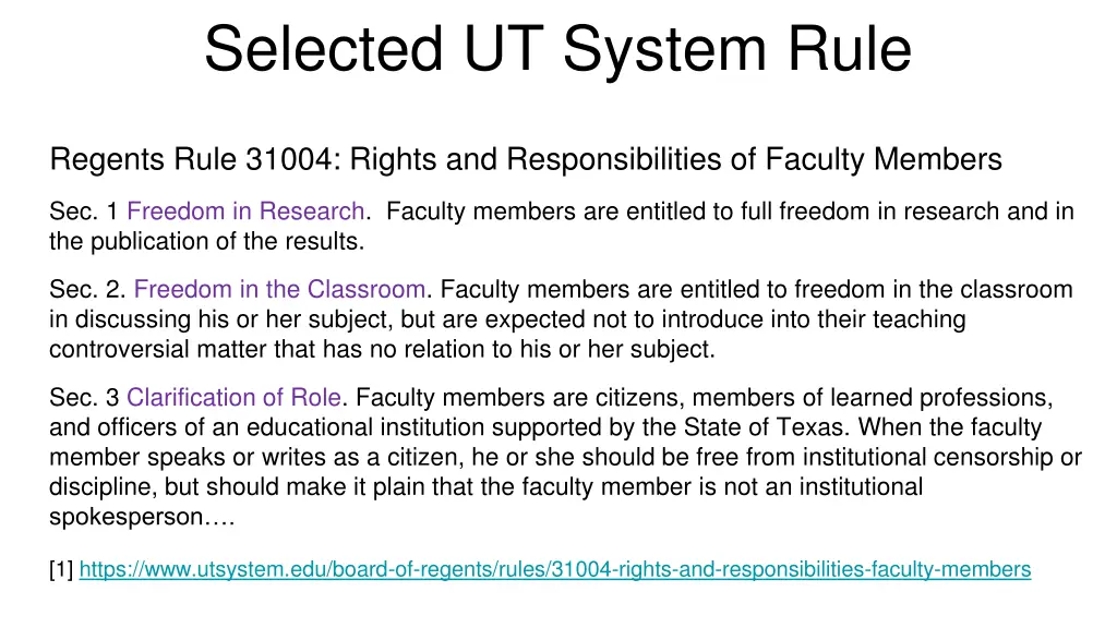 selected ut system rule