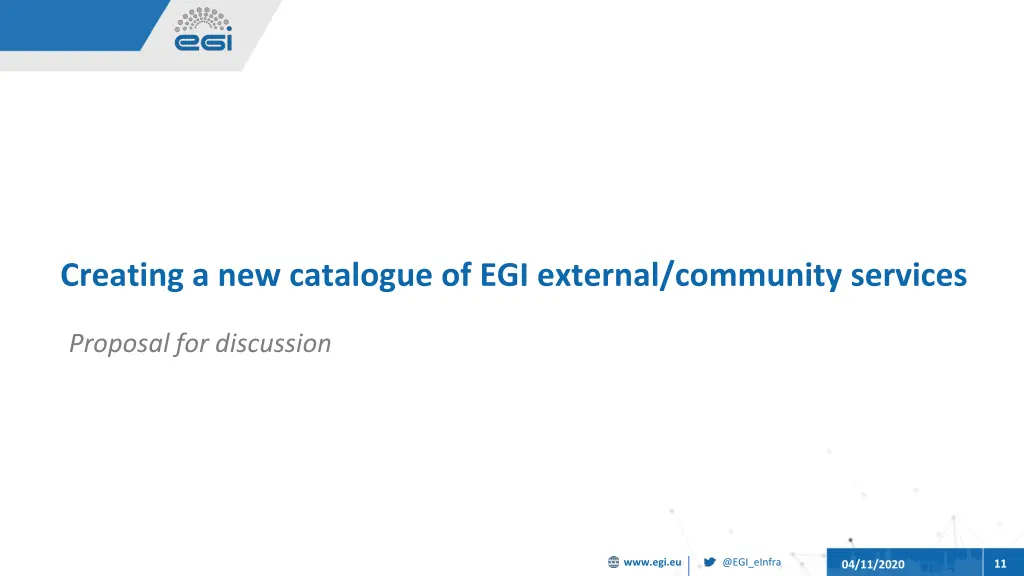 creating a new catalogue of egi external
