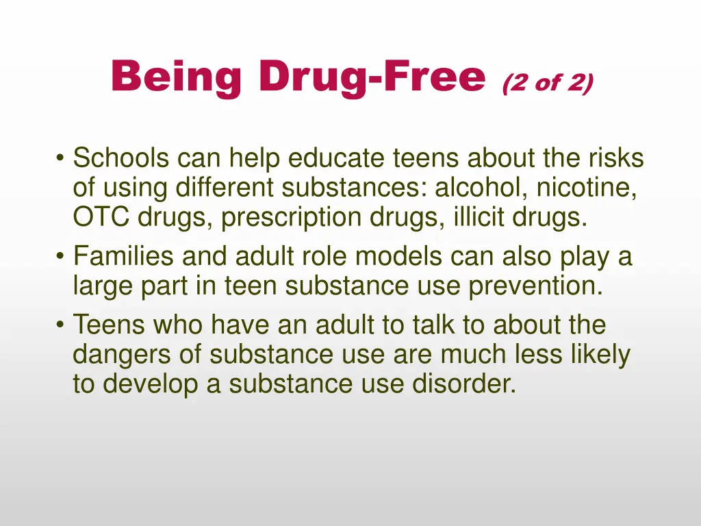 being drug free 2 of 2