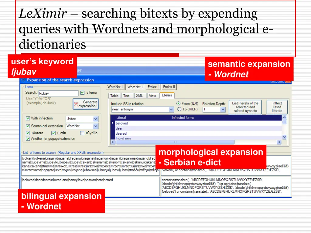 leximir searching bitexts by expending queries