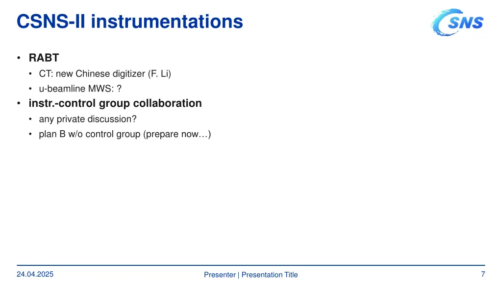 csns ii instrumentations 2