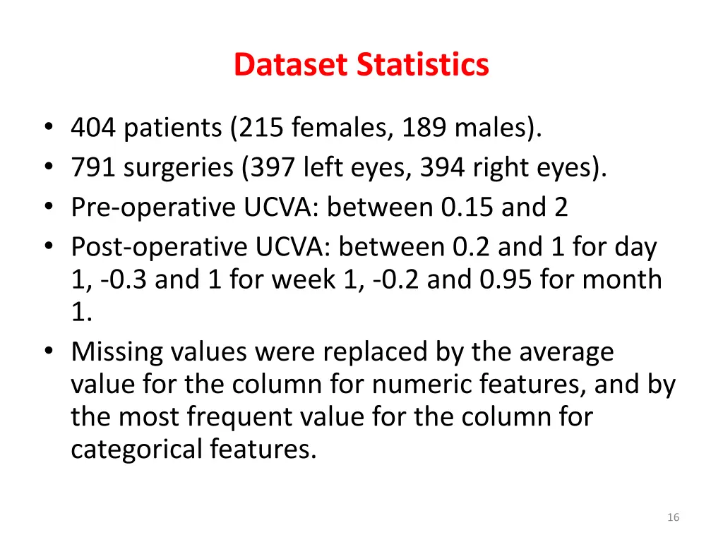 dataset statistics