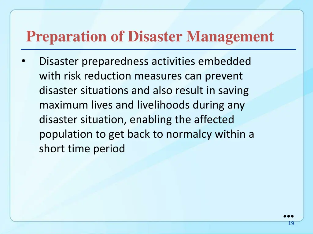 preparation of disaster management 1