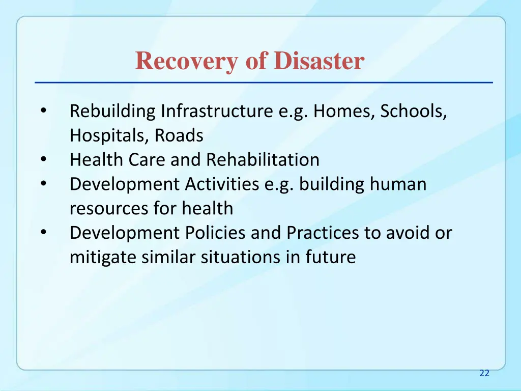 recovery of disaster 1