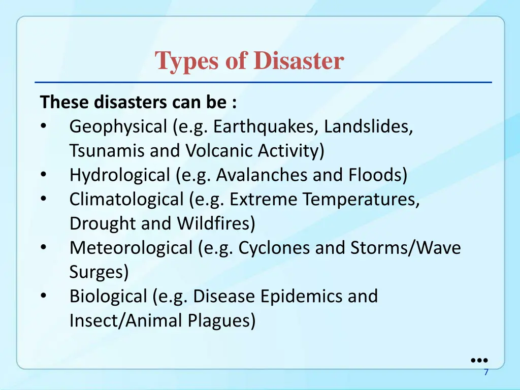 types of disaster 1