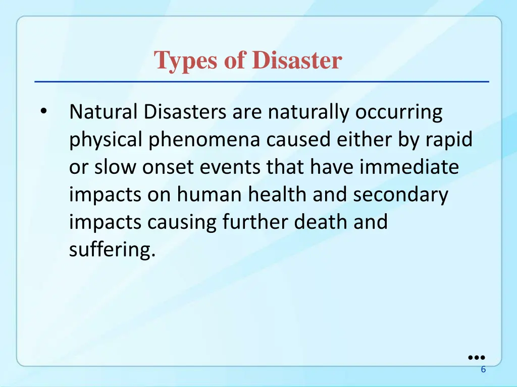 types of disaster
