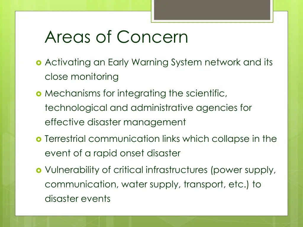 areas of concern