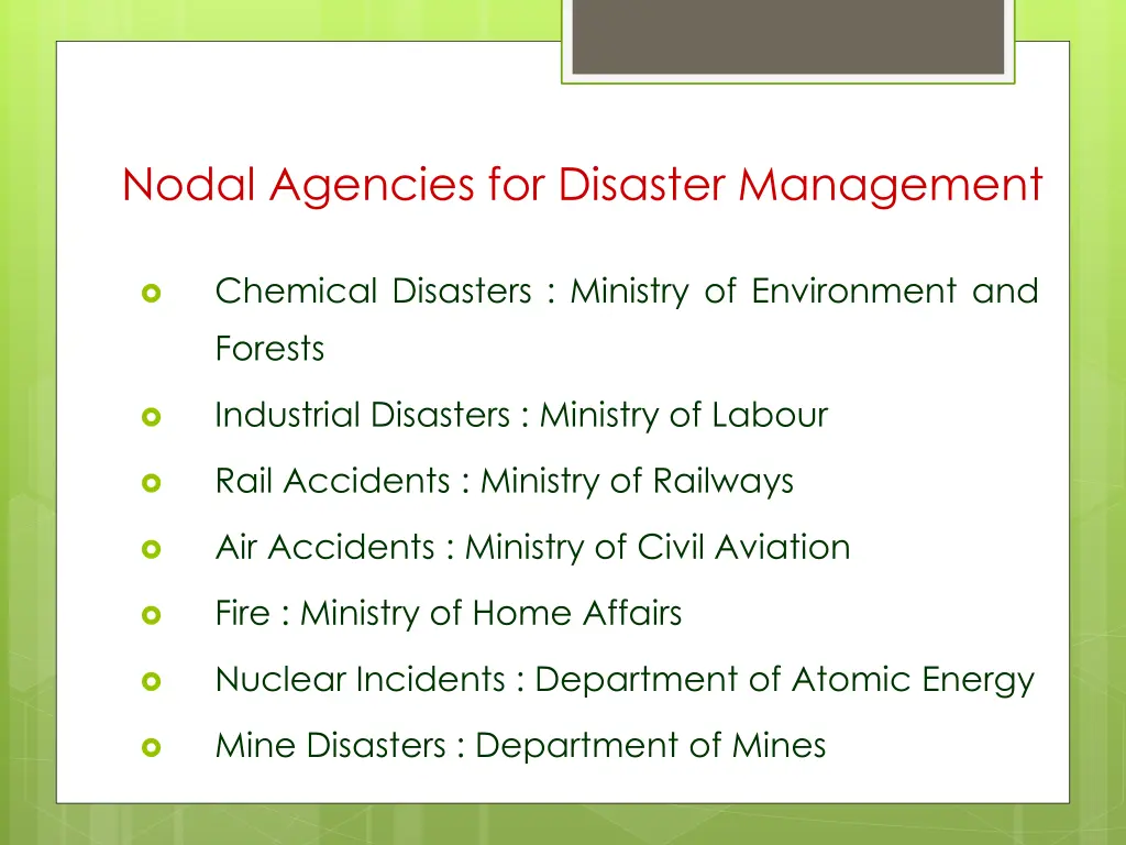 nodal agencies for disaster management 1