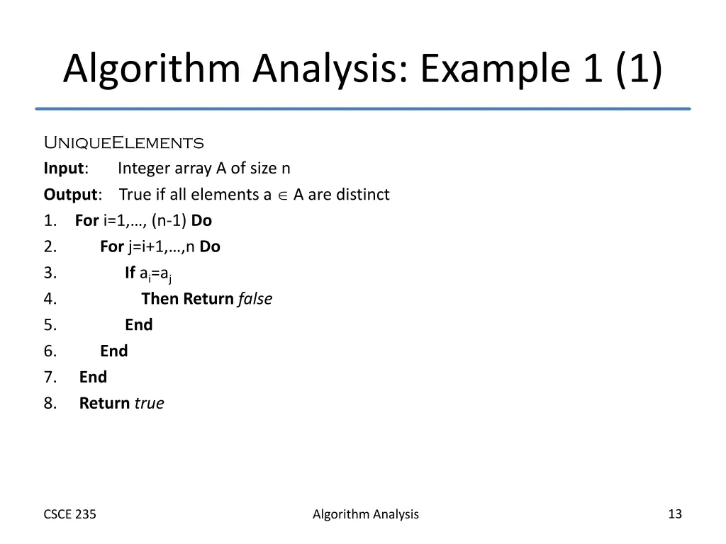 algorithm analysis example 1 1