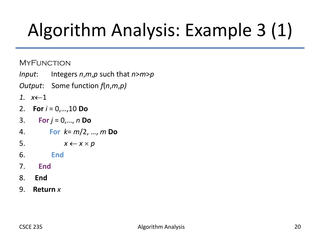 algorithm analysis example 3 1