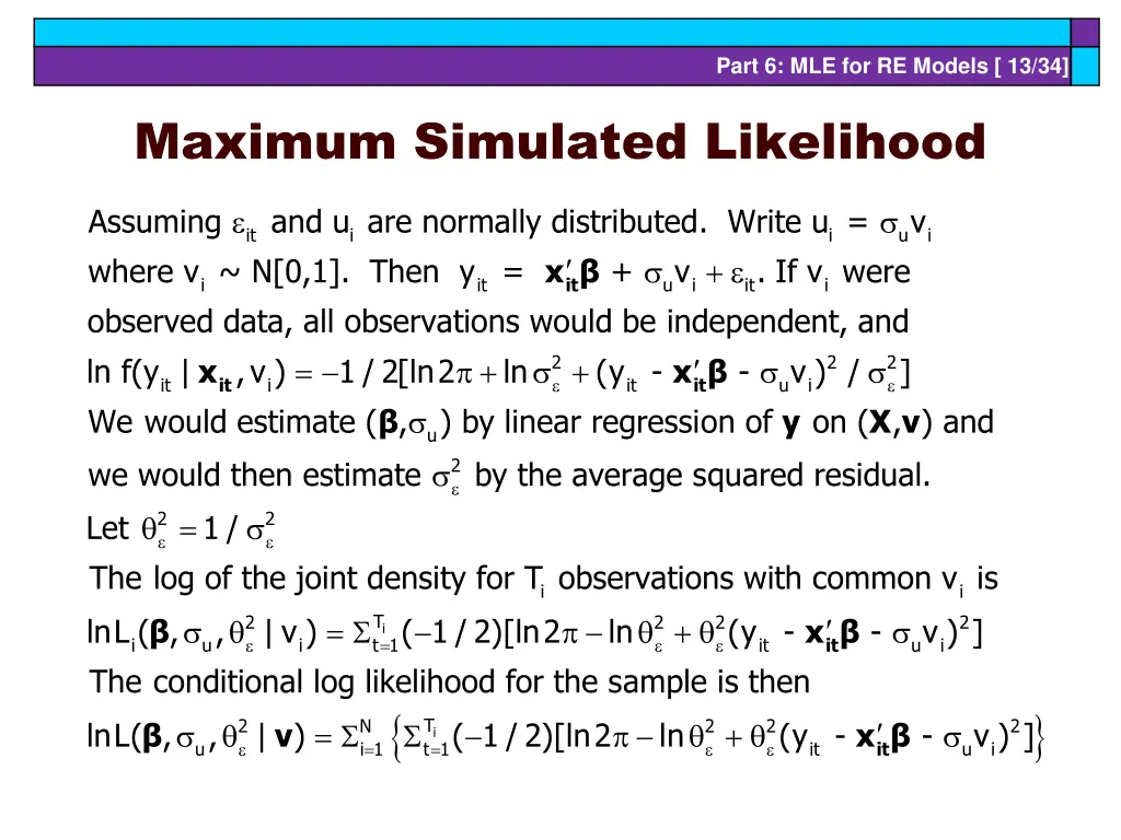 part 6 mle for re models 13 34