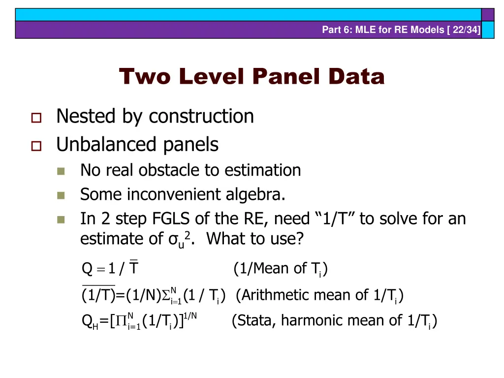part 6 mle for re models 22 34