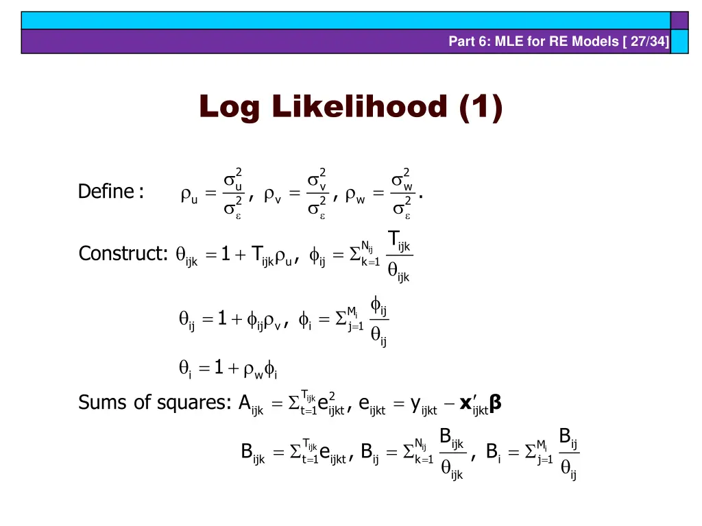 part 6 mle for re models 27 34