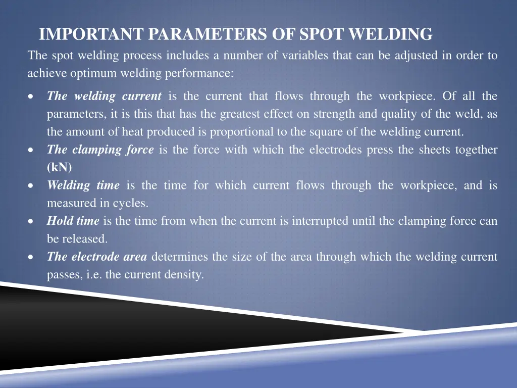 important parameters of spot welding the spot