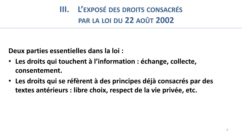 iii l expos des droits consacr