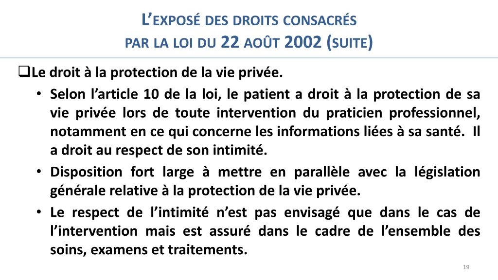 l expos des droits consacr 10