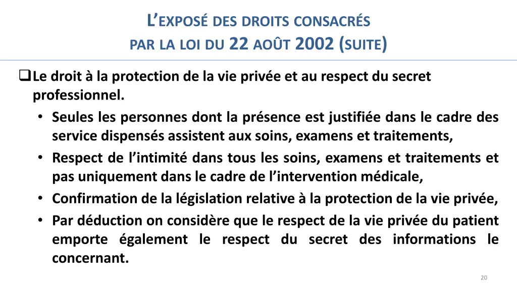 l expos des droits consacr 11